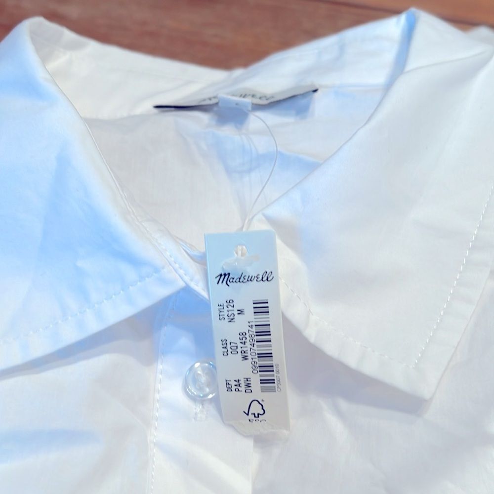 NWT Madewell Depeche Mini White Button-Up Dress Medium - Picture 5 of 9